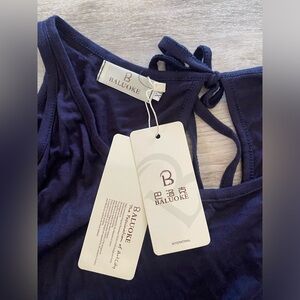 NWT Baluoke Navy Blue Blouse XL Cutouts On Sleeve